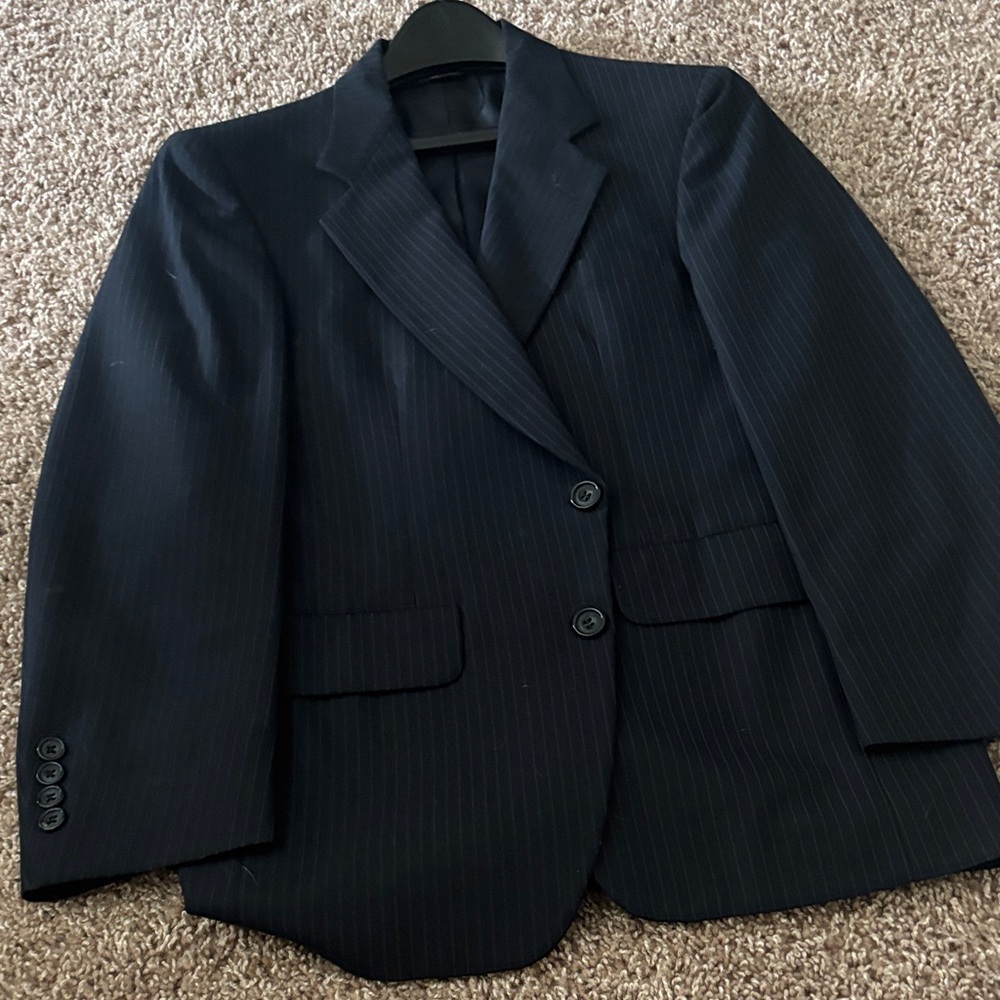 Elegant Black Pinstripe Men's Suit Jacket